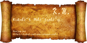 Kubát Mátyás névjegykártya